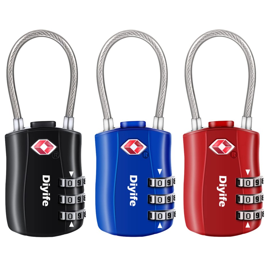 TSA-Approved Cable Lock 3-Pack